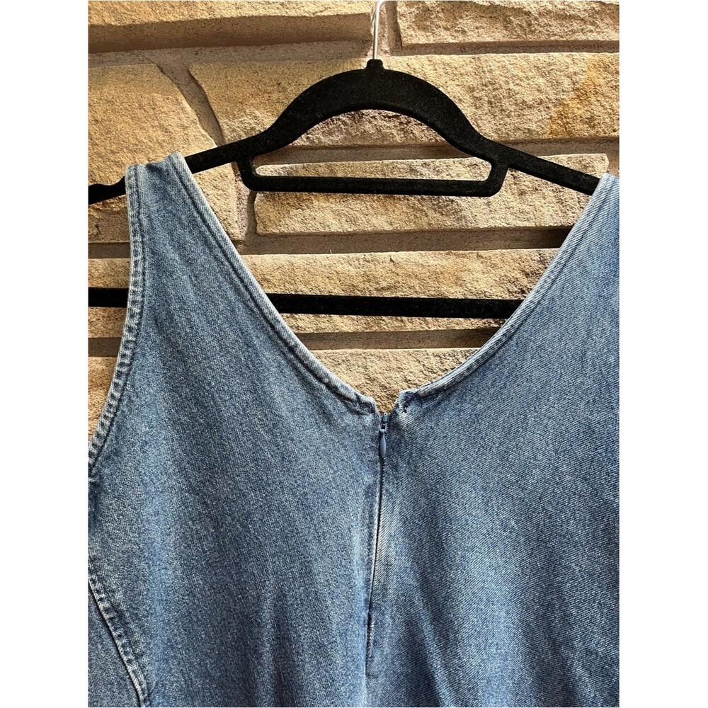 GAP Indigo Blue Denim Scoop Tank Dress Pockets Jumper Size 14 Petite - Picture 8 of 10